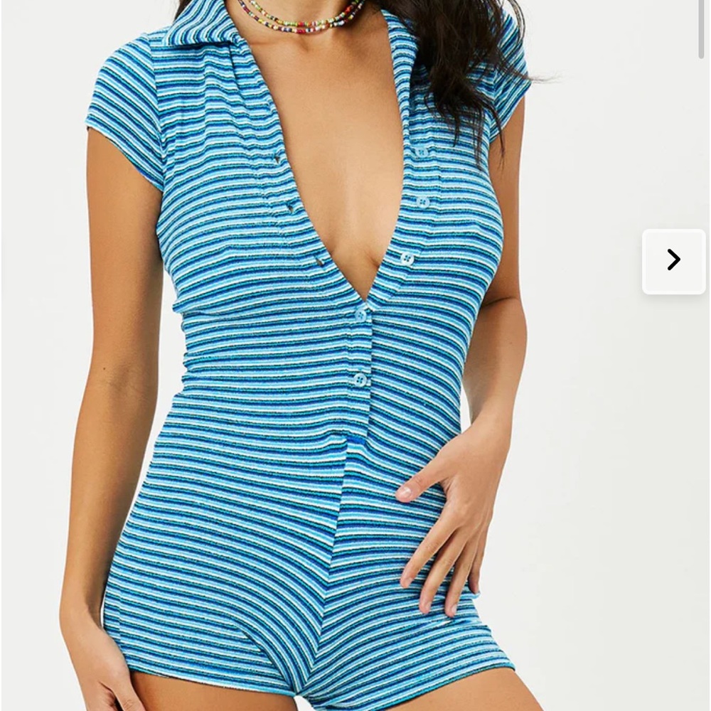 Frankie’s bikinis “Rose” romper in positano stripe